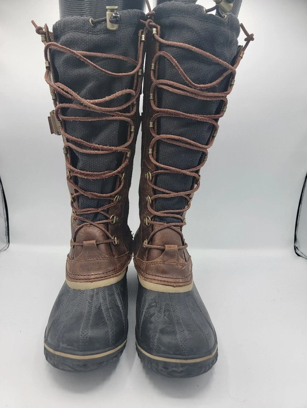Sorel Women's Brown and Black Tall Lace-Up Winter Boots